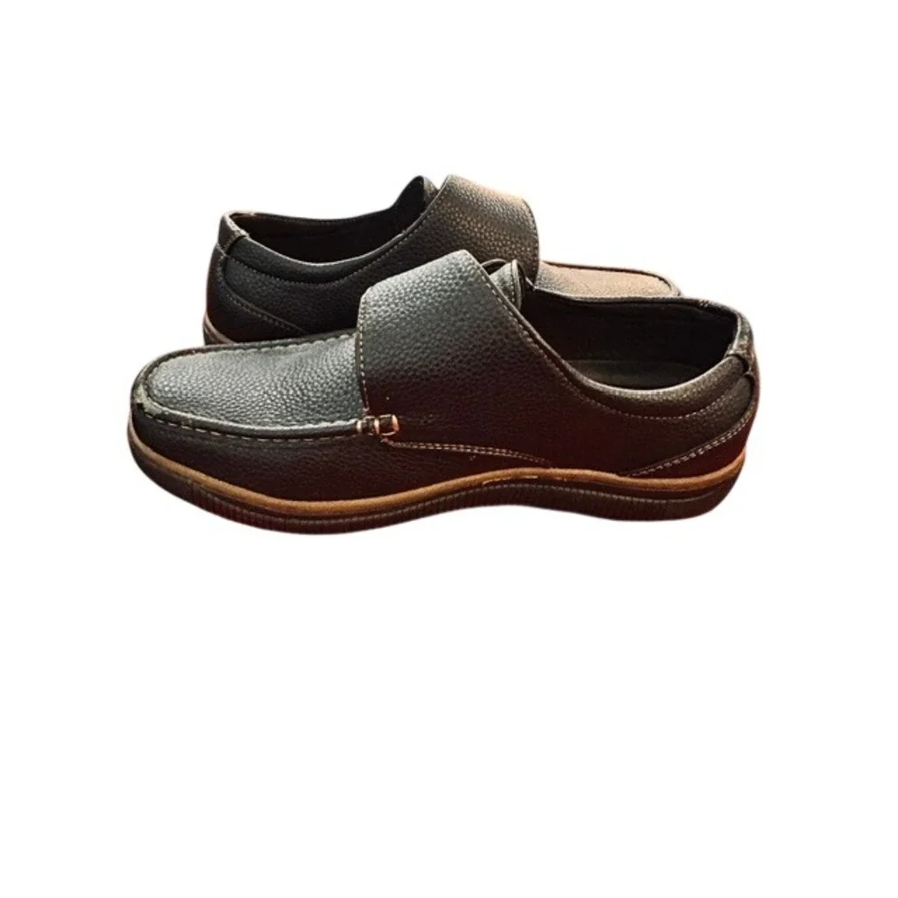 Treasure Island‎ Casuals Loafers Brown Pebbled Hook and Loop Shoes Size 9.5